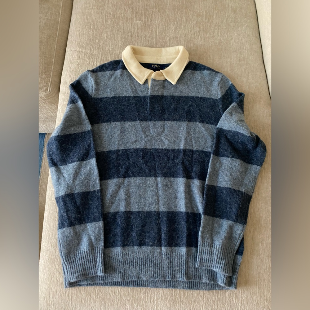 Ralph Lauren Navy and Gray Striped Sweater